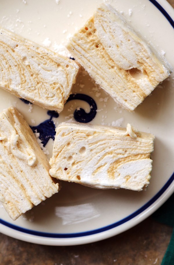 Homemade sea salt caramel swirl marshmallows