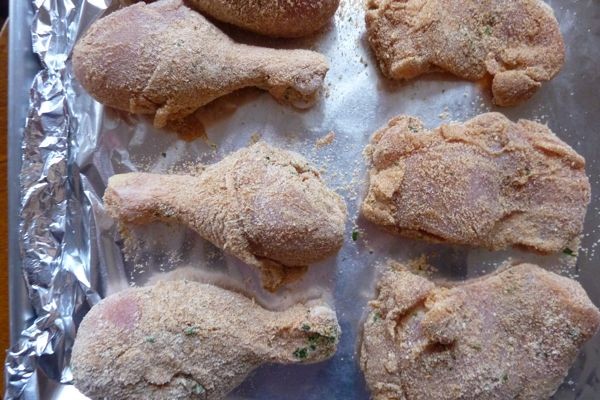 Homemade shake and bake chicken