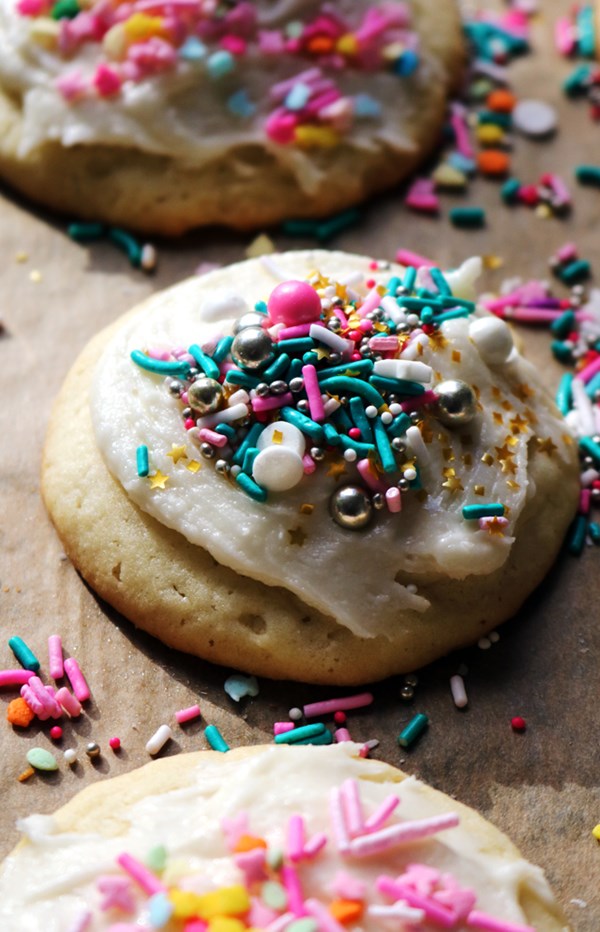 Homemade soft and fluffy frosted Lofthouse style cookies