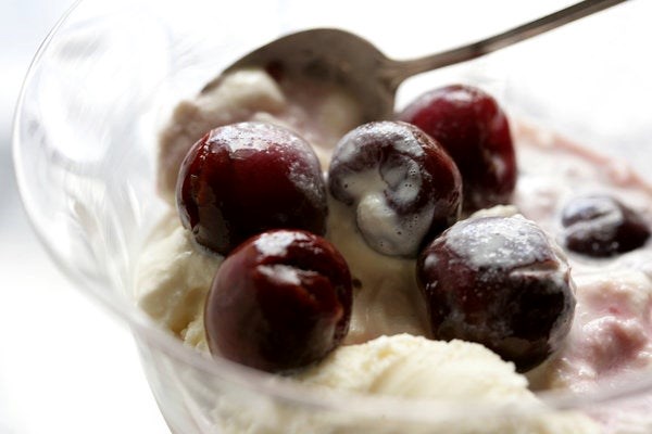 Homemade spiced brandied cherries