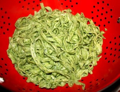 Homemade spinach pasta