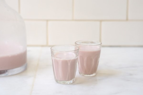 Homemade strawberry almond milk