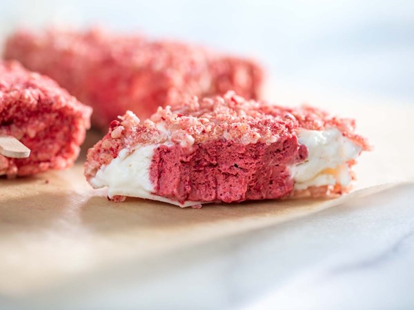 Homemade strawberry shortcake ice cream bars