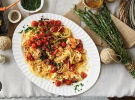 Homemade tagliolini with roasted tomatoes and Moreton Bay bugs
