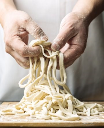 Homemade udon noodles