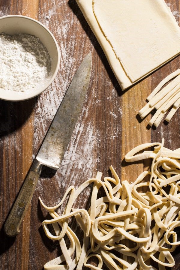 Homemade udon noodles