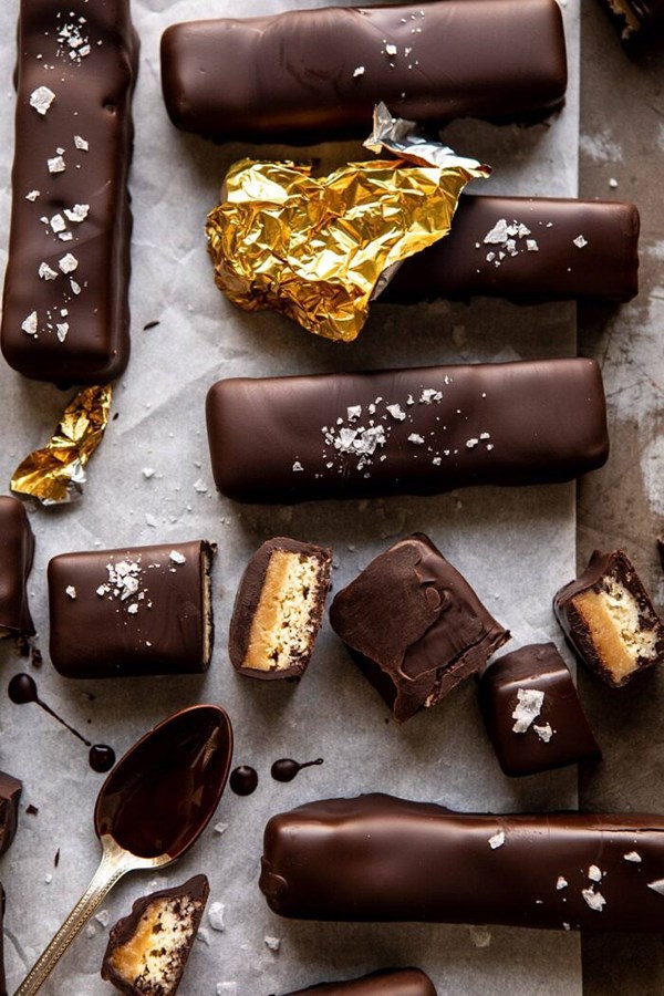 Homemade vegan Twix bars