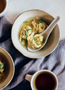 Homemade wonton soup