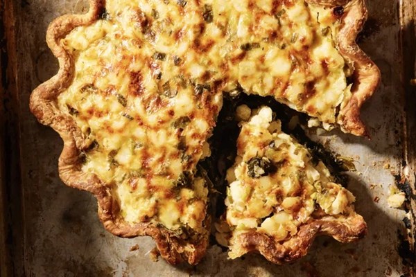 Hominy & greens pie 