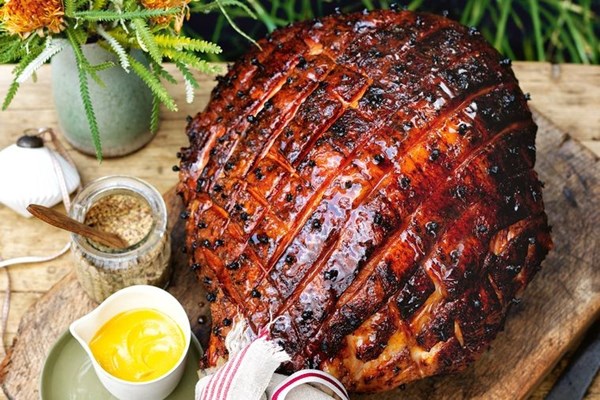 Honey & bourbon Christmas ham