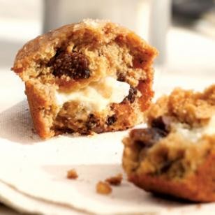 Honey-& goat cheese-filled fig muffins
