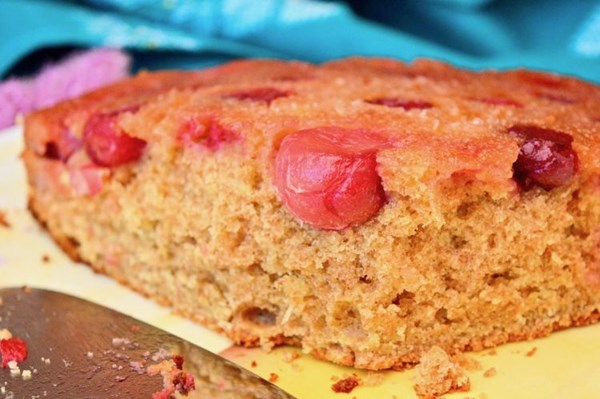 Honey & gooseberry upside-down cake
