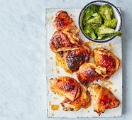 Honey & soy chicken thighs with sesame broccoli