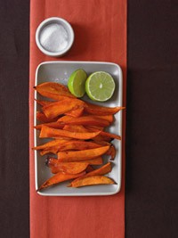 Honey and chipotle roasted sweet potato spears