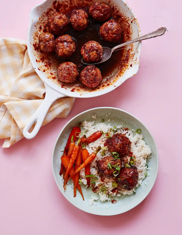 Honey and garlic pork meatballs