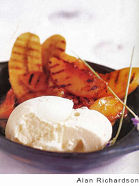 Honey-and lavender-glazed fruit