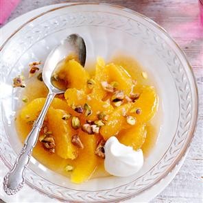 Honey and nut glazed oranges