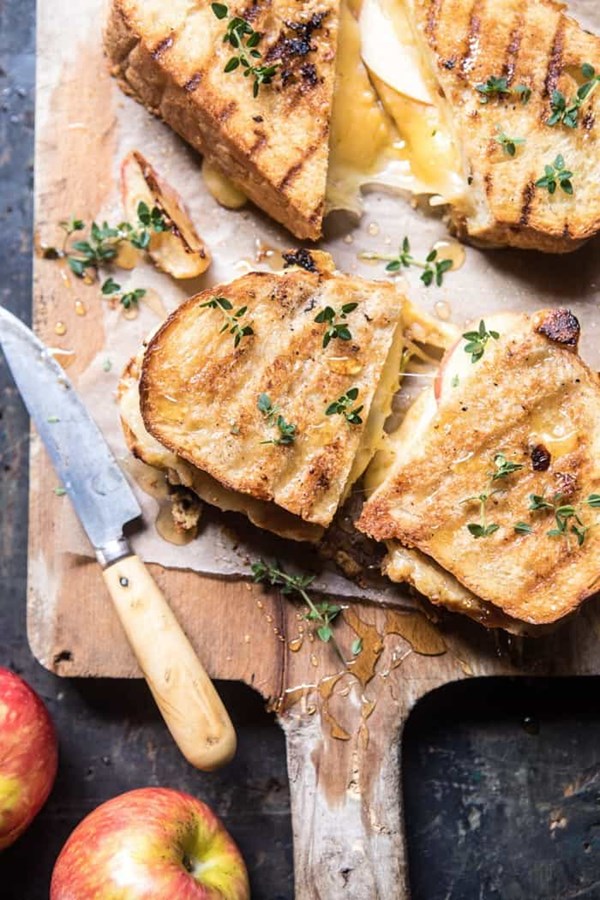 Honey apple cheddar and bacon panini