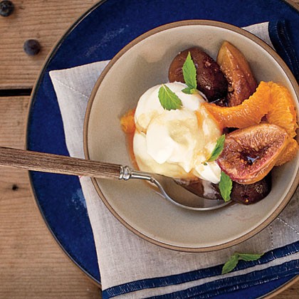 Honey-baked black mission figs with orange and ginger