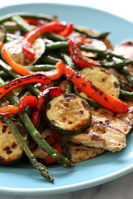 Honey balsamic grilled chicken and vegetables