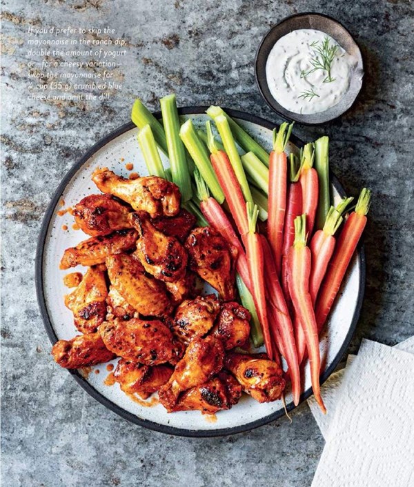 Honey barbecue wings with homemade ranch dip