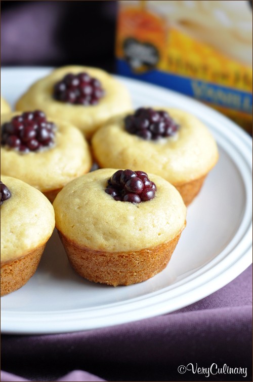 Honey blackberry mini pancake muffins