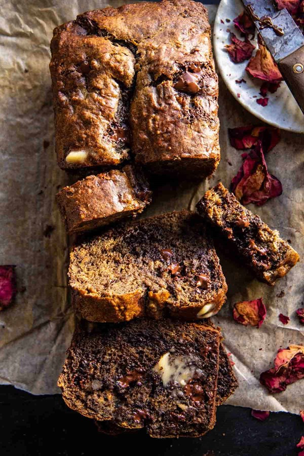 Honey buckwheat chocolate chunk banana bread