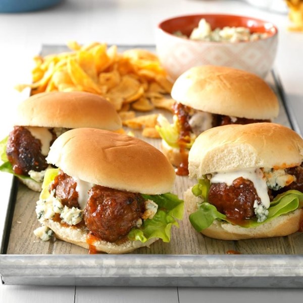 Honey Buffalo meatball sliders 