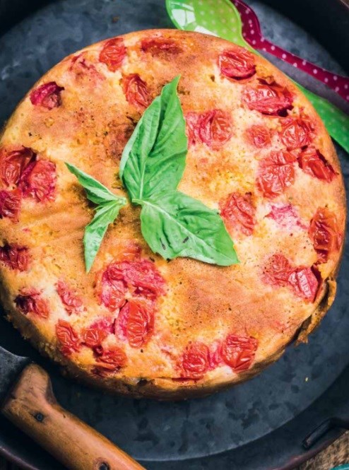 Honey-caramelized tomato upside-down cornbread