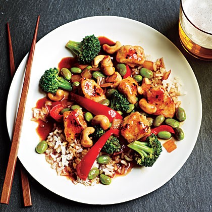 Honey cashew chicken with rice