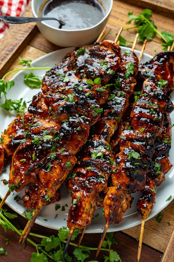 Honey chipotle grilled chicken skewers