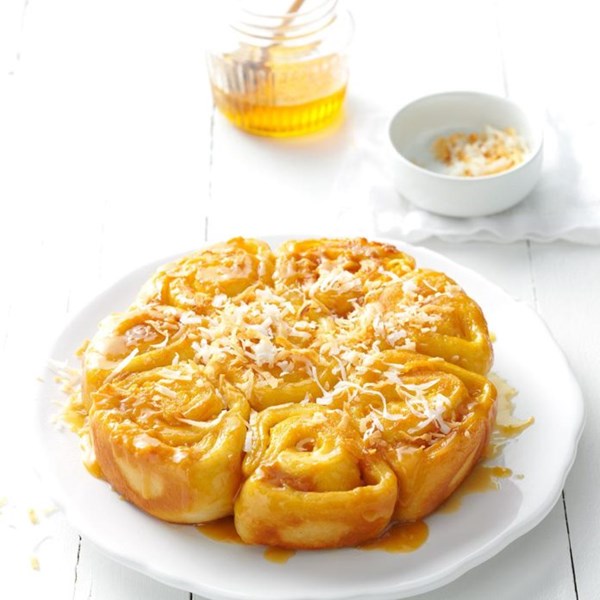Honey-coconut sticky buns