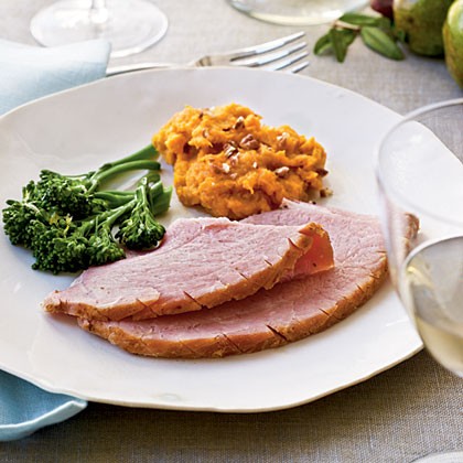 Honey-coriander glazed ham