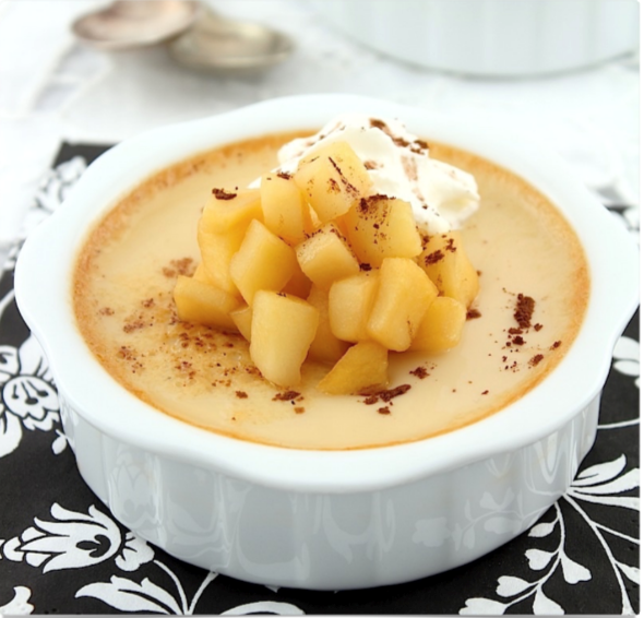 Honey custard with caramelized apples