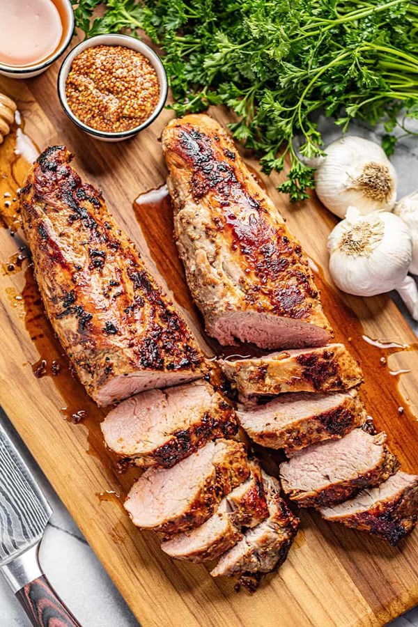 Honey Dijon-garlic-roasted pork tenderloin 