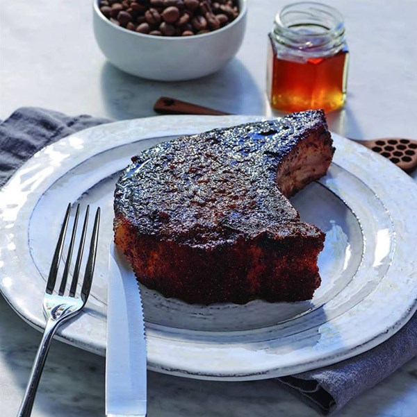 Honey espresso-glazed pork chops