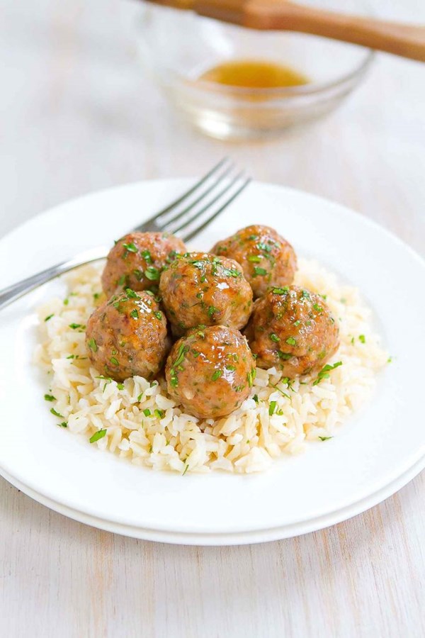 Honey garlic baked turkey meatballs