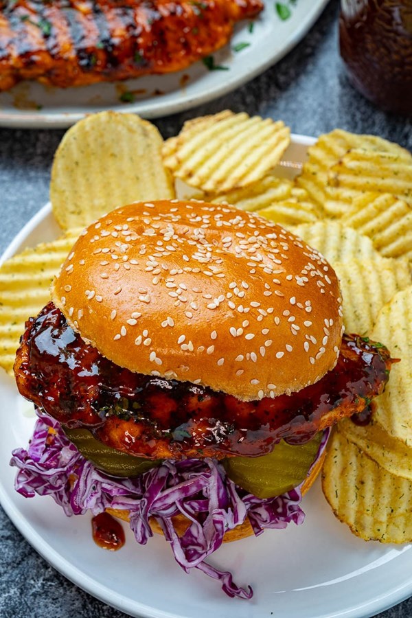 Honey garlic BBQ grilled chicken sandwich