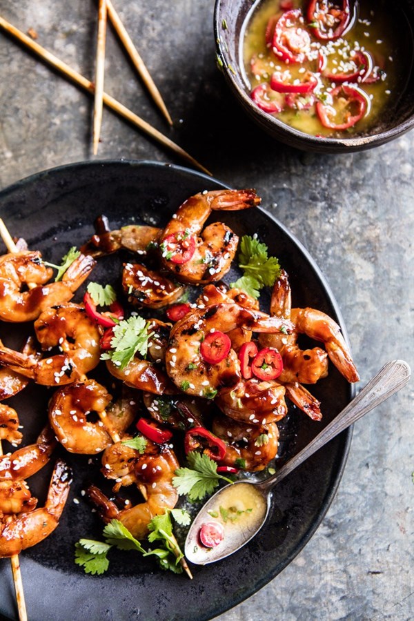 Honey garlic Korean BBQ grilled shrimp