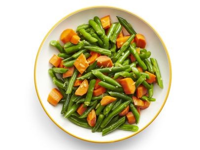 Honey-glazed carrots and green beans