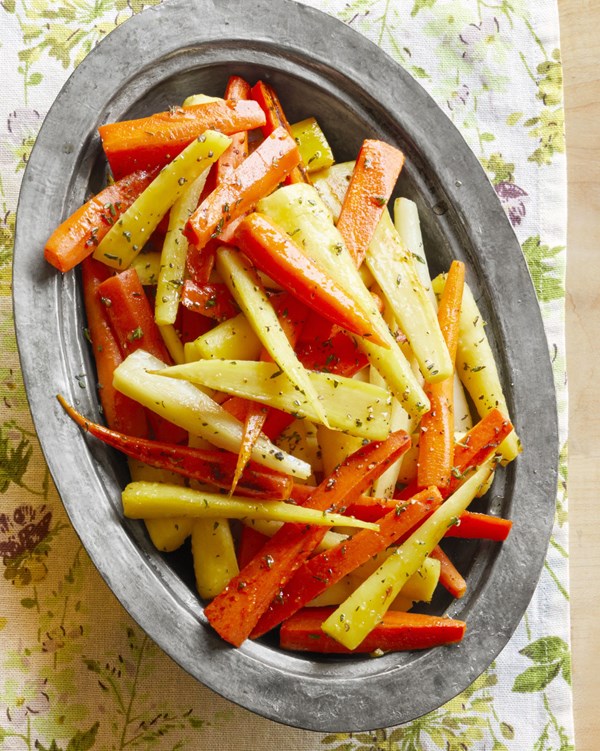 Honey-glazed carrots and parsnips