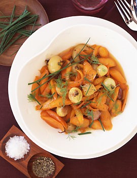 Honey-glazed carrots and shallots