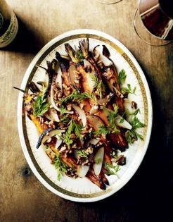Honey glazed carrots, onion, caramelised walnuts