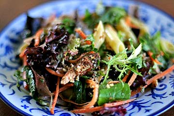 Honey-glazed grilled chicken and penne salad
