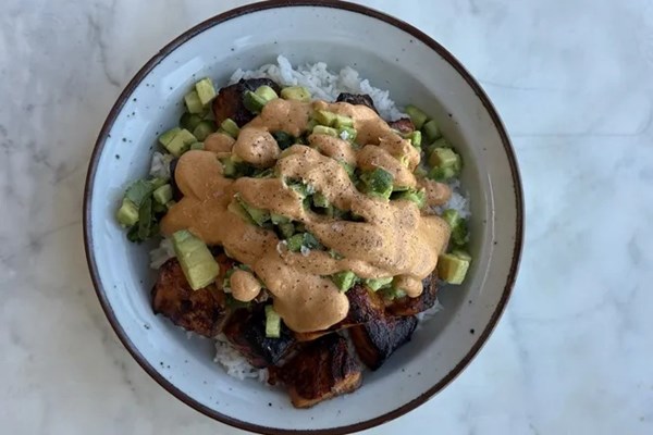 Honey glazed salmon bowls by KaleJunkie [Nicole Modic]