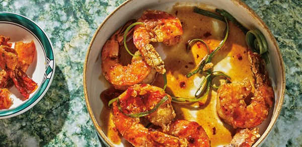 Honey-glazed shrimp