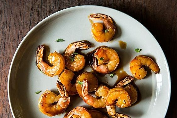 Honey-glazed shrimp