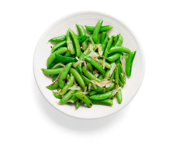 Honey-glazed snap peas