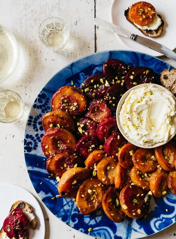 Honey grilled stonefruit with whipped ricotta