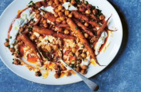 Honey harissa carrots with whipped feta
